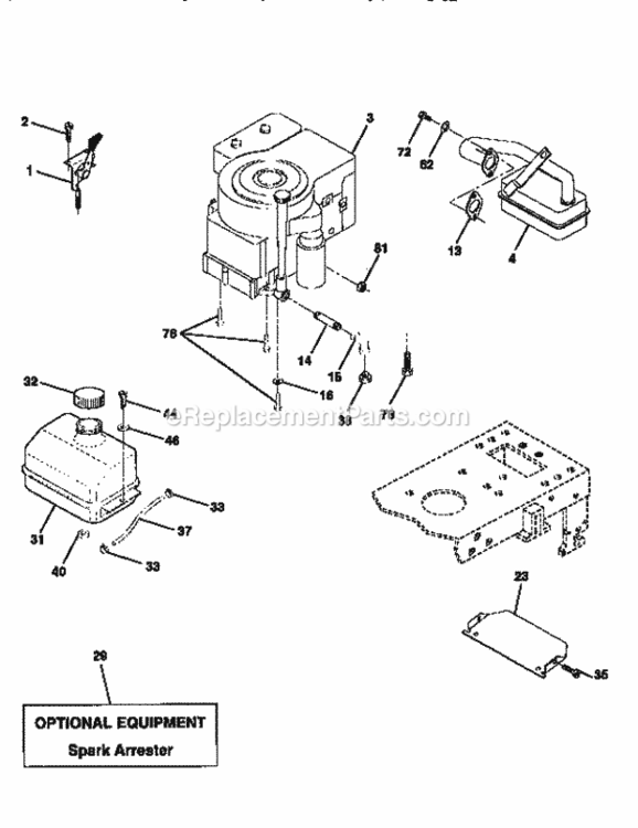 Page H Diagram and Parts List for  Craftsman Lawn Tractor