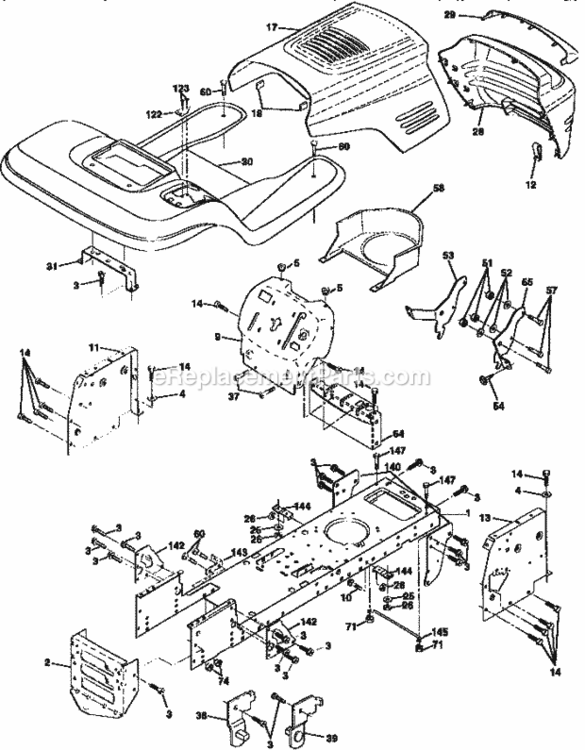 Page B Diagram and Parts List for  Craftsman Lawn Tractor