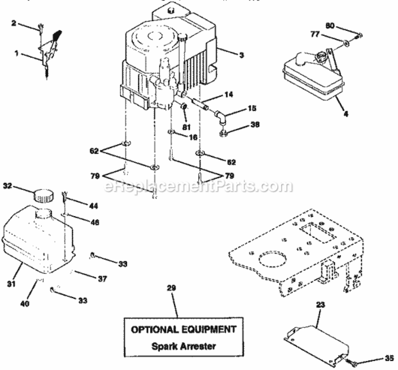 Page H Diagram and Parts List for  Craftsman Lawn Tractor