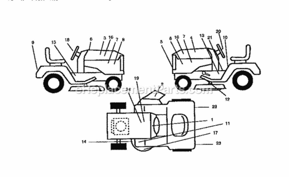 Page H Diagram and Parts List for 917259580  Craftsman Lawn Tractor