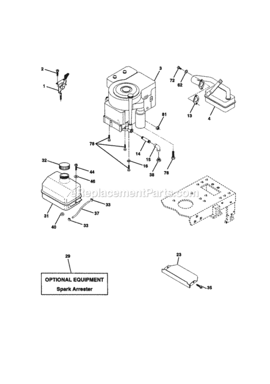 Page E Diagram and Parts List for  Craftsman Lawn Tractor