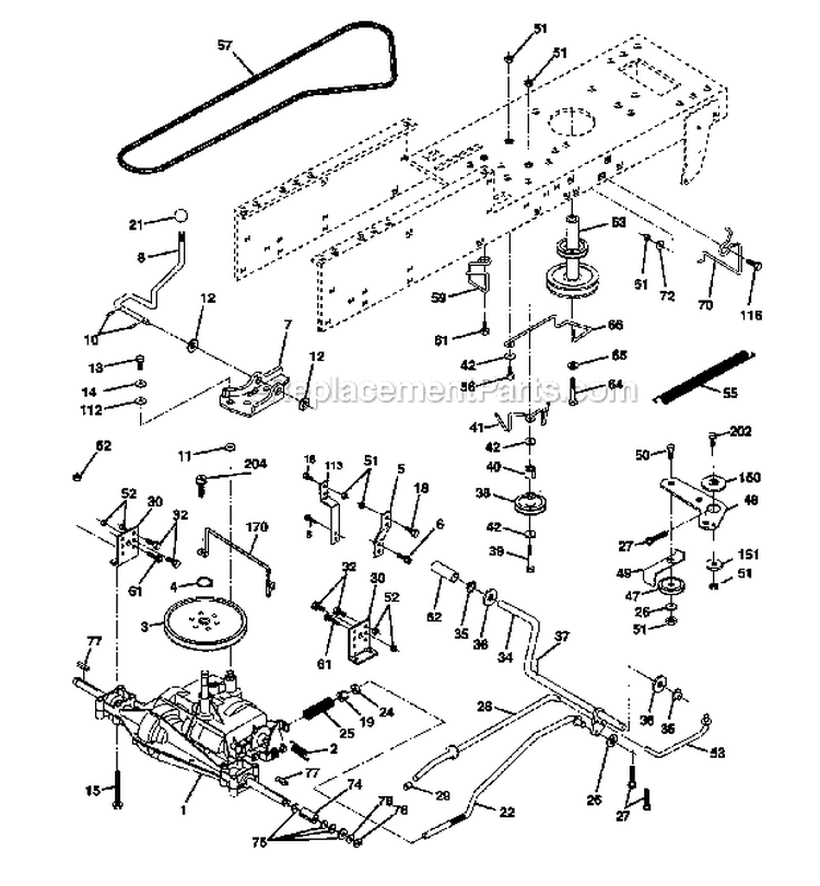 Ground Drive Diagram and Parts List for  Craftsman Lawn Tractor