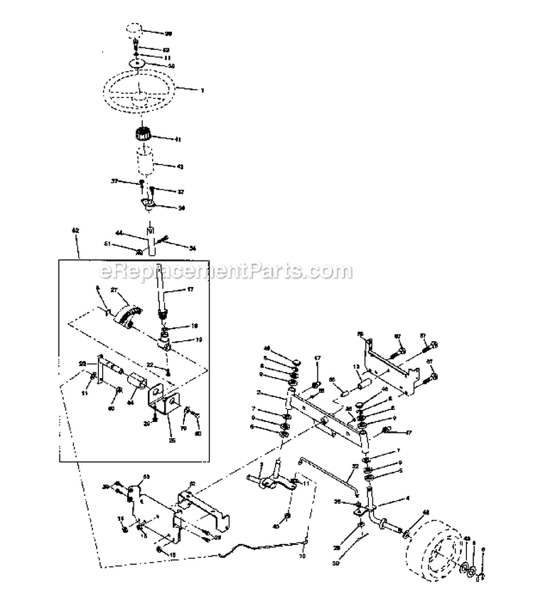 Steering Diagram and Parts List for  Craftsman Lawn Tractor