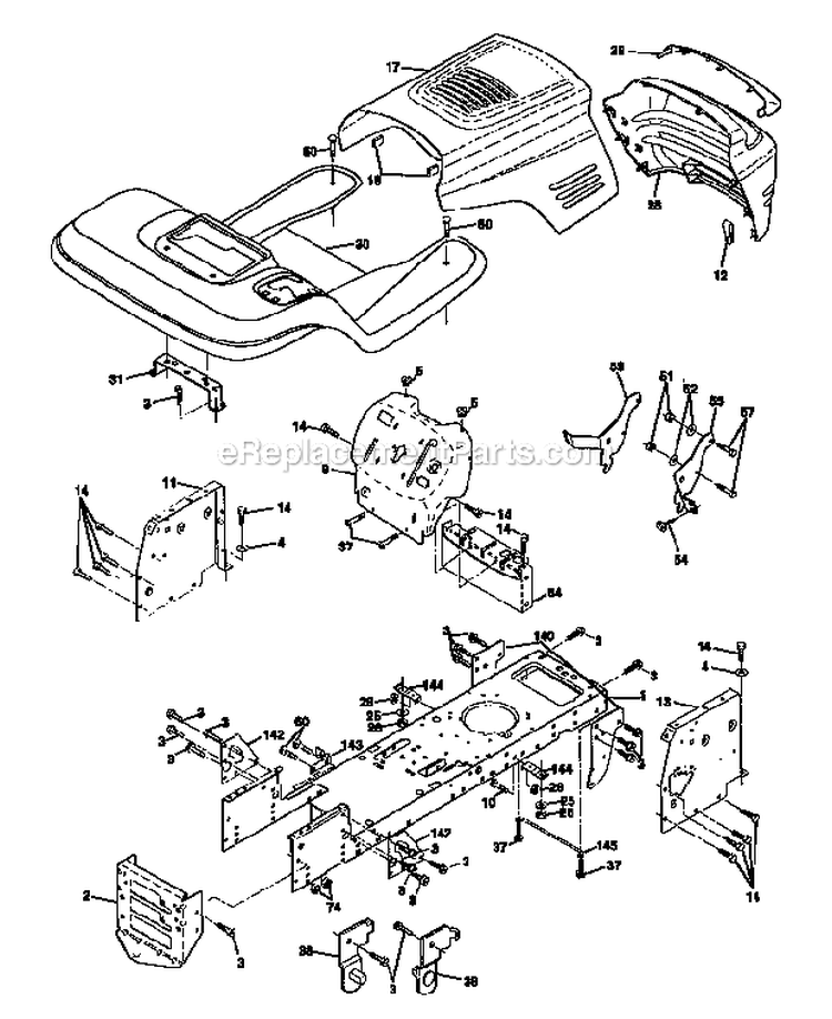 Chassis_And_Enclosures Diagram and Parts List for  Craftsman Lawn Mower