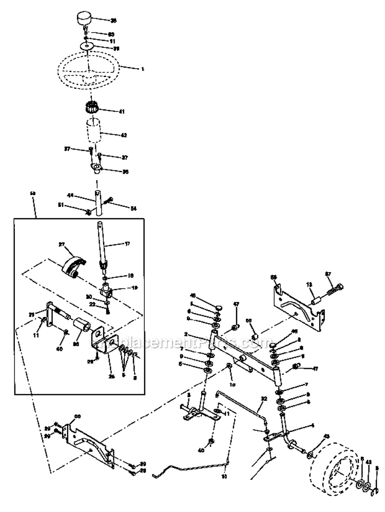 Steering_Assembly Diagram and Parts List for  Craftsman Lawn Mower