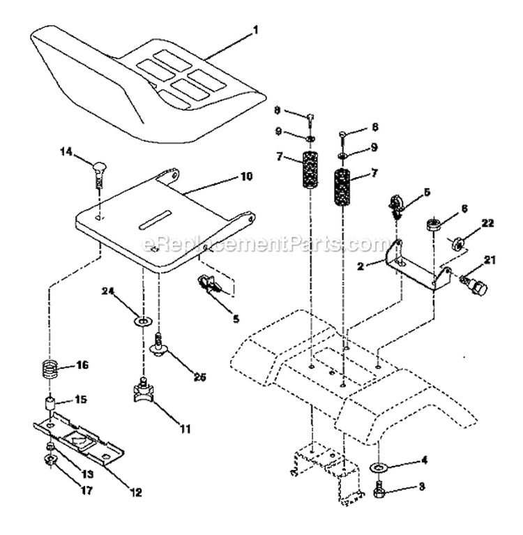 Seat_Assembly Diagram and Parts List for  Craftsman Lawn Mower