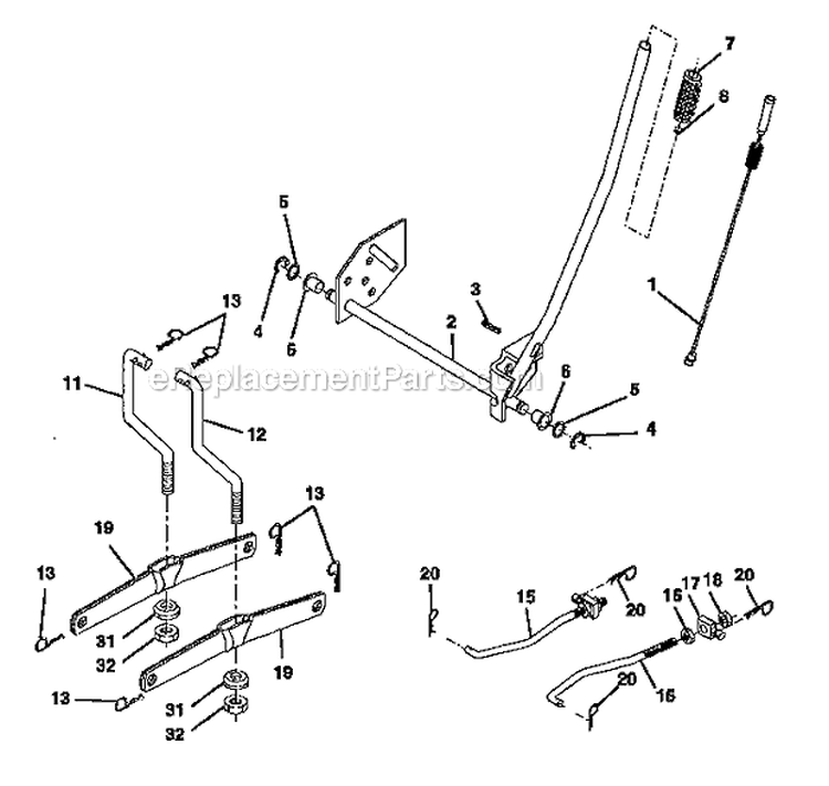 Lift_Assembly Diagram and Parts List for  Craftsman Lawn Mower