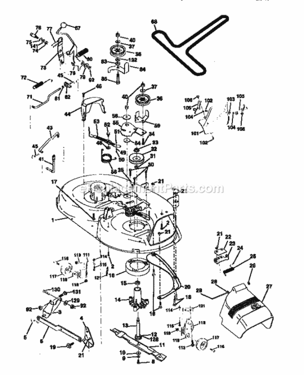 Page J Diagram and Parts List for  Craftsman Lawn Tractor