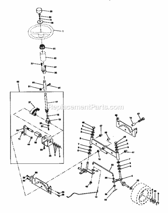 Page D Diagram and Parts List for  Craftsman Lawn Tractor