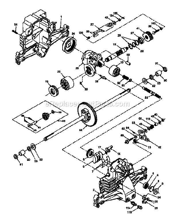 Transaxle Diagram and Parts List for  Craftsman Lawn Tractor
