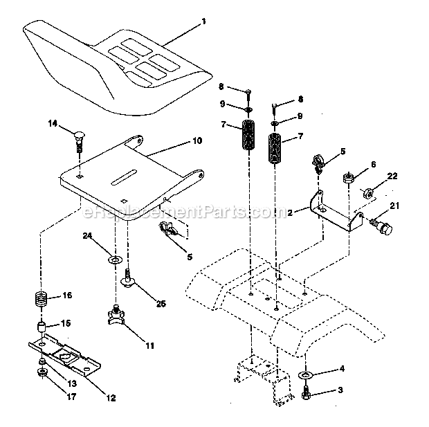Seat_Assembly Diagram and Parts List for  Craftsman Lawn Tractor