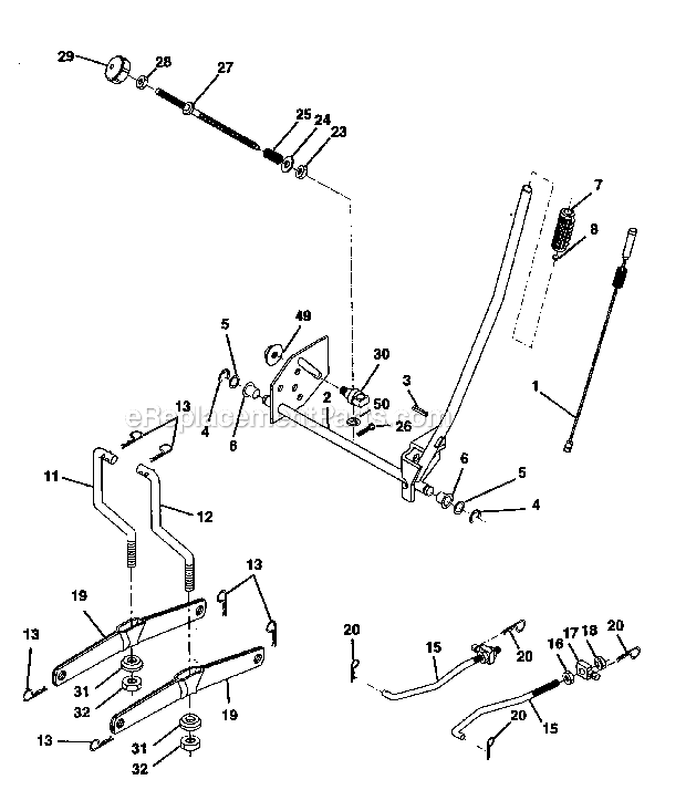 Lift_Assembly Diagram and Parts List for  Craftsman Lawn Tractor