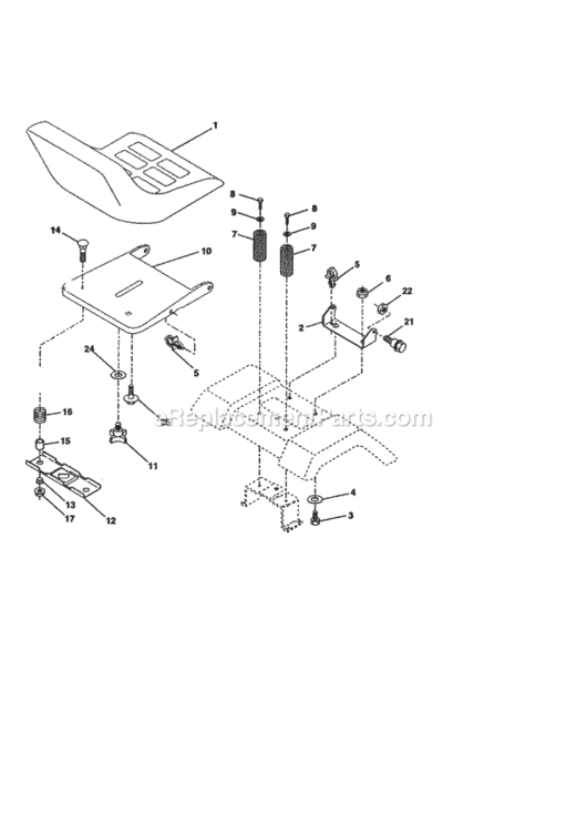 Page F Diagram and Parts List for  Craftsman Lawn Tractor