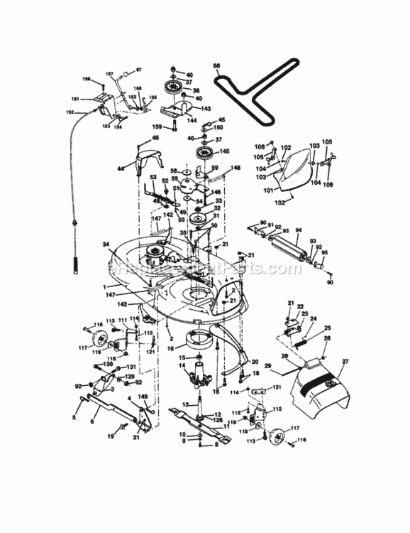 Page J Diagram and Parts List for  Craftsman Lawn Tractor