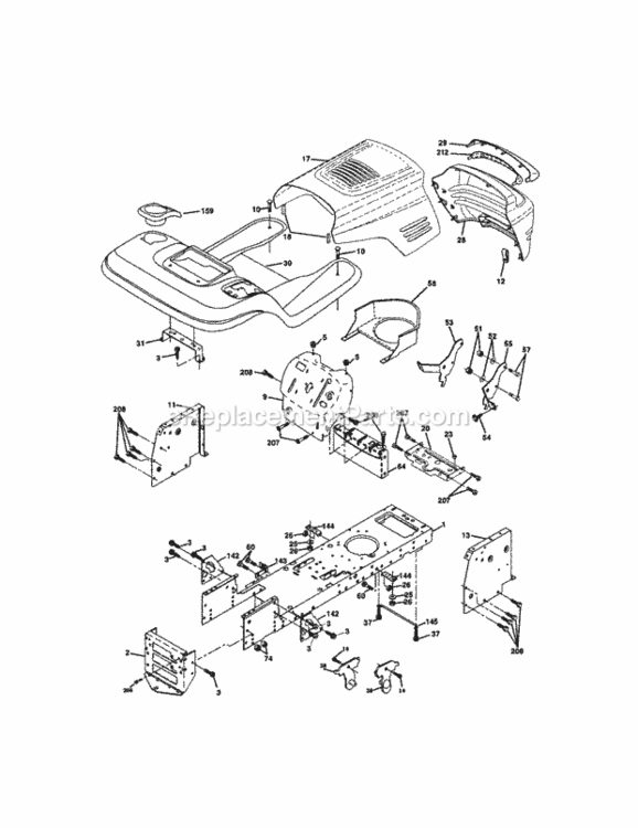 Page B Diagram and Parts List for  Craftsman Lawn Tractor