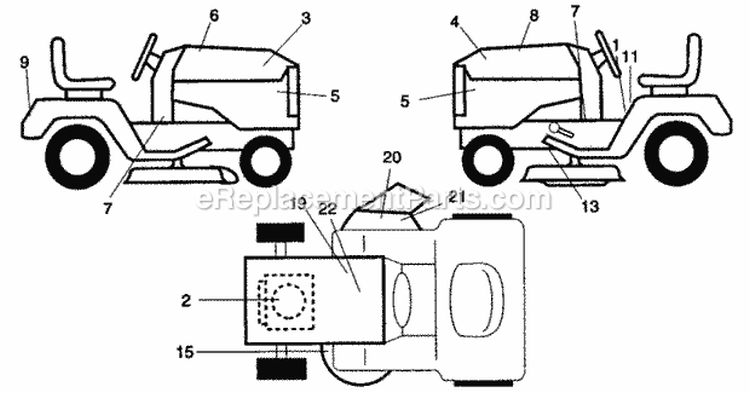 Decals Diagram and Parts List for  Craftsman Lawn Mower