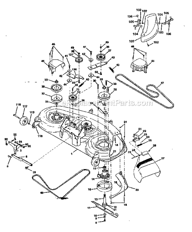 Mower Deck Diagram and Parts List for  Craftsman Lawn Tractor