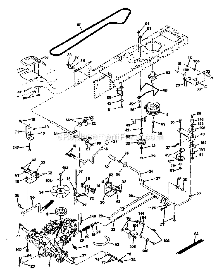 Ground Drive Diagram and Parts List for  Craftsman Lawn Tractor
