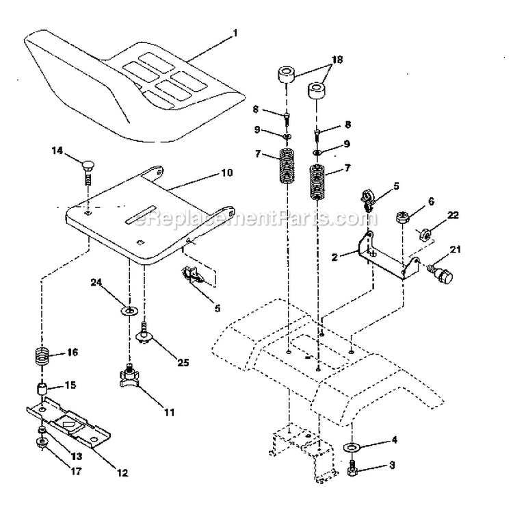 Seat Assembly Diagram and Parts List for  Craftsman Lawn Tractor