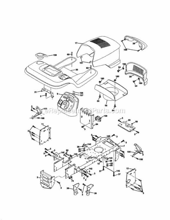 Page B Diagram and Parts List for  Craftsman Lawn Tractor