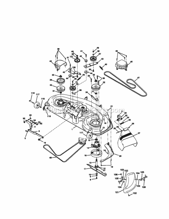 Page J Diagram and Parts List for  Craftsman Lawn Tractor
