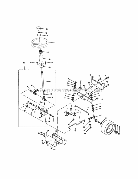 Page D Diagram and Parts List for  Craftsman Lawn Tractor