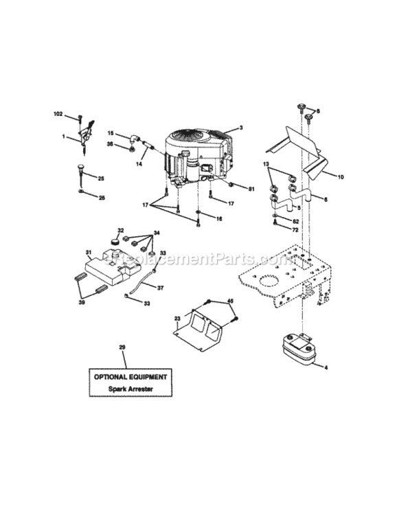 Page E Diagram and Parts List for  Craftsman Lawn Tractor