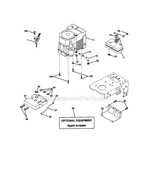 Page E Diagram and Parts List for  Craftsman Lawn Tractor