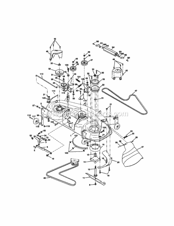 Page J Diagram and Parts List for  Craftsman Lawn Tractor