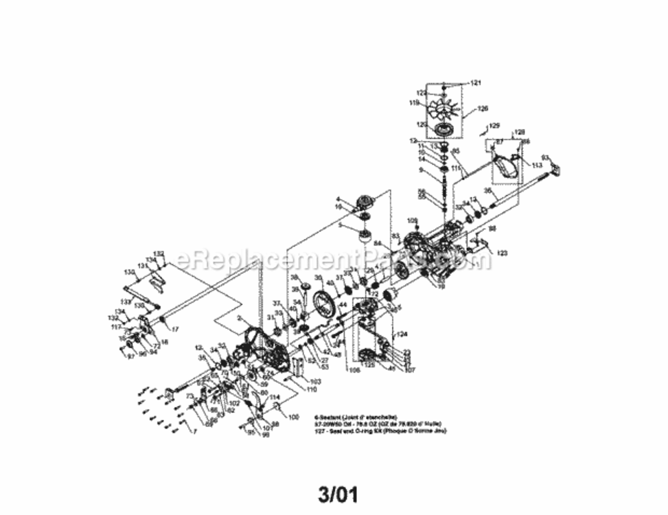 Page K Diagram and Parts List for  Craftsman Lawn Tractor