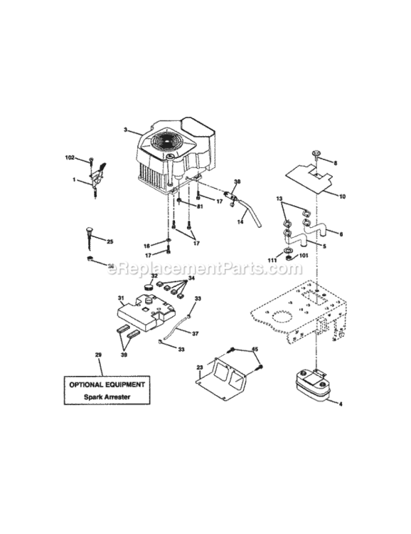 Page E Diagram and Parts List for  Craftsman Lawn Tractor