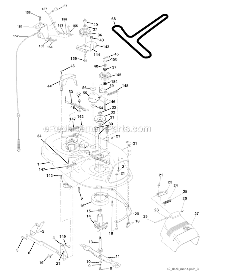 Mower Deck Diagram and Parts List for  Craftsman Lawn Tractor