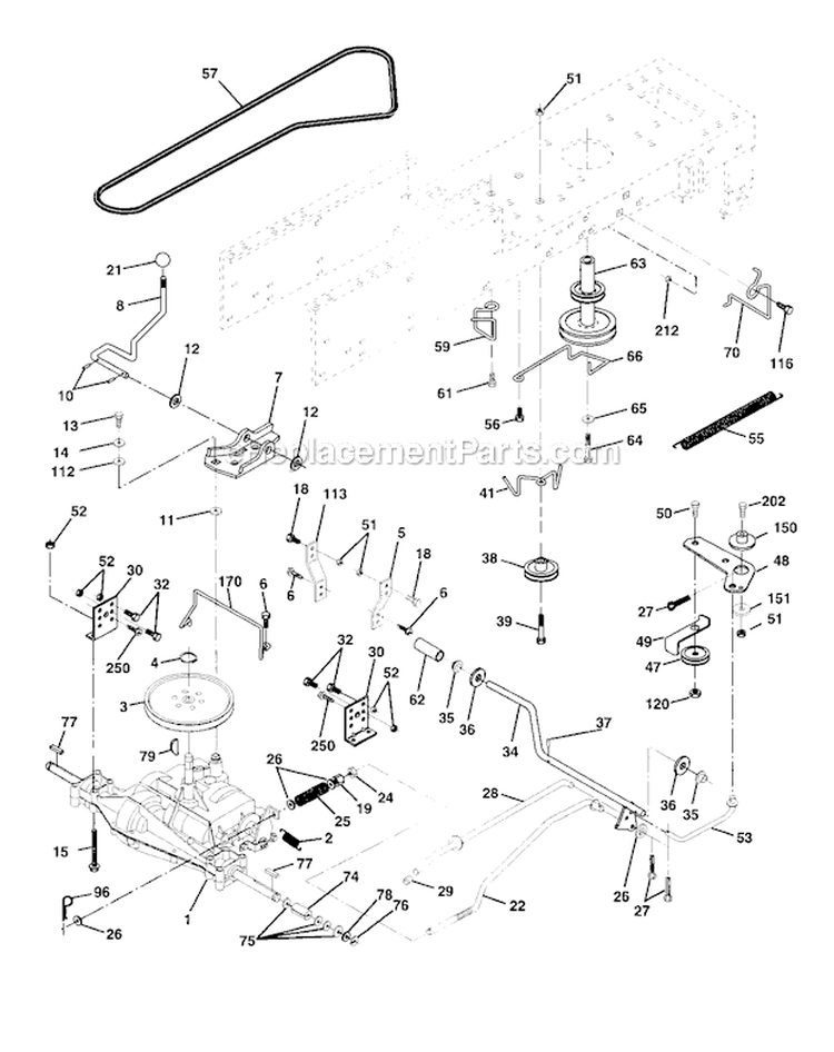 Ground Drive Diagram and Parts List for  Craftsman Lawn Tractor
