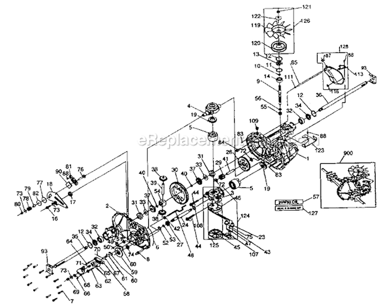 Hydro Gear Transaxle Diagram and Parts List for  Craftsman Lawn Tractor