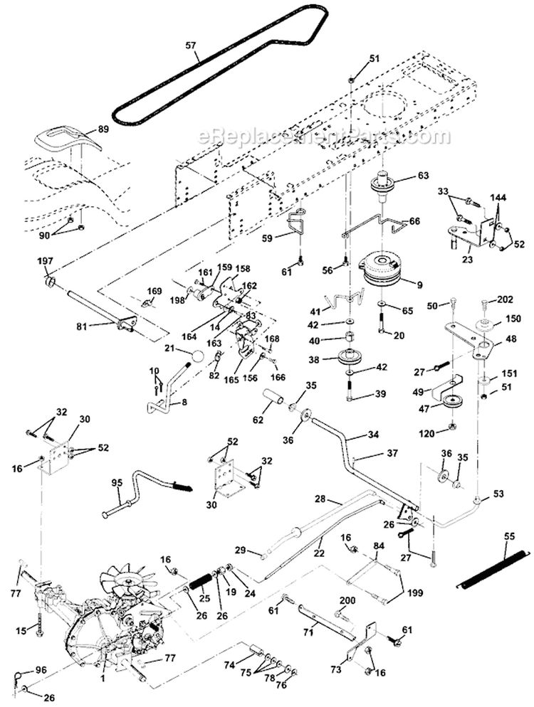 Ground Drive Diagram and Parts List for  Craftsman Lawn Tractor