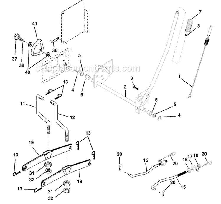 Lift Assembly Diagram and Parts List for  Craftsman Lawn Tractor