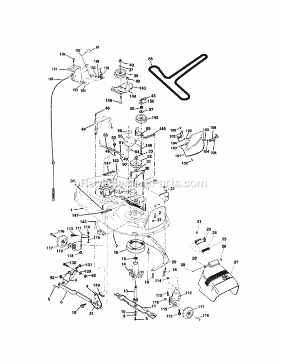 Page J Diagram and Parts List for  Craftsman Lawn Tractor