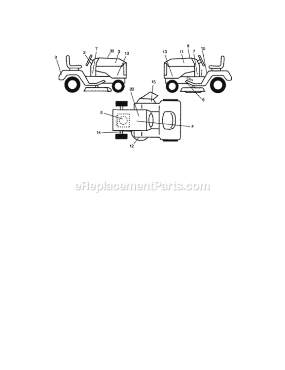 Page H Diagram and Parts List for  Craftsman Lawn Tractor