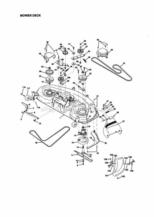 Page J Diagram and Parts List for  Craftsman Lawn Tractor