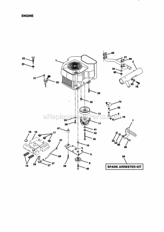 Page E Diagram and Parts List for  Craftsman Lawn Tractor