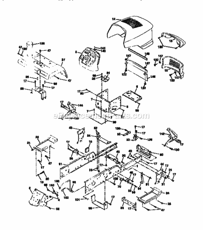 Page B Diagram and Parts List for  Craftsman Lawn Tractor