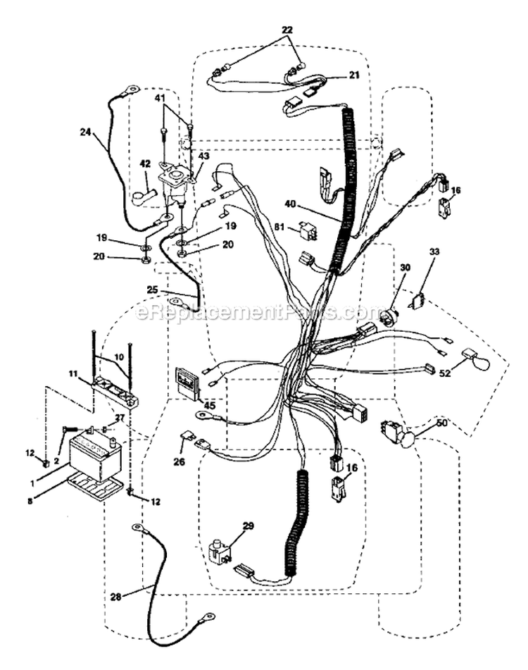 Electrical Diagram and Parts List for  Craftsman Lawn Tractor