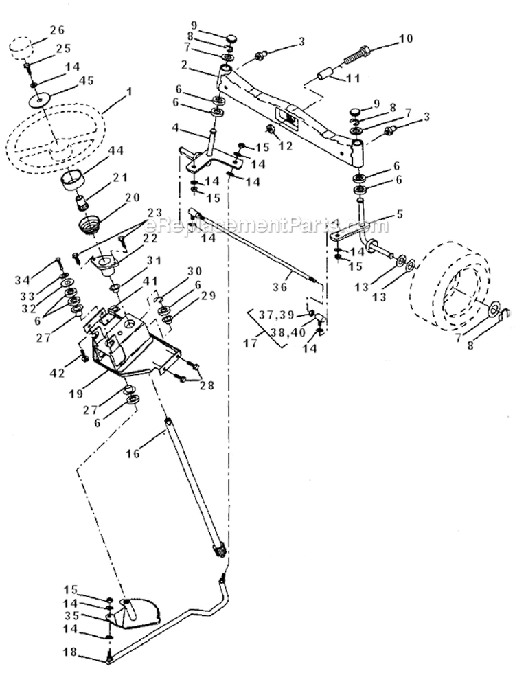 Steering_Assembly Diagram and Parts List for  Craftsman Lawn Tractor