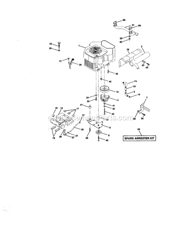 Page H Diagram and Parts List for  Craftsman Lawn Tractor