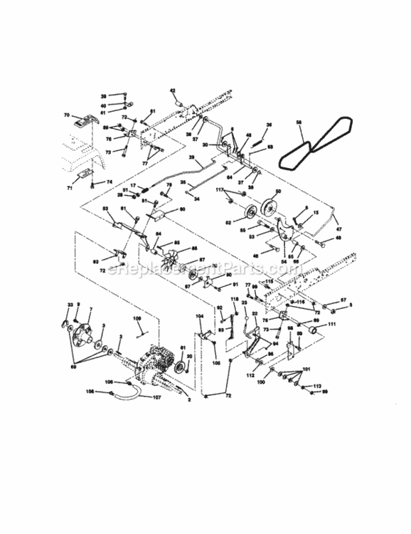 Page C Diagram and Parts List for  Craftsman Lawn Tractor