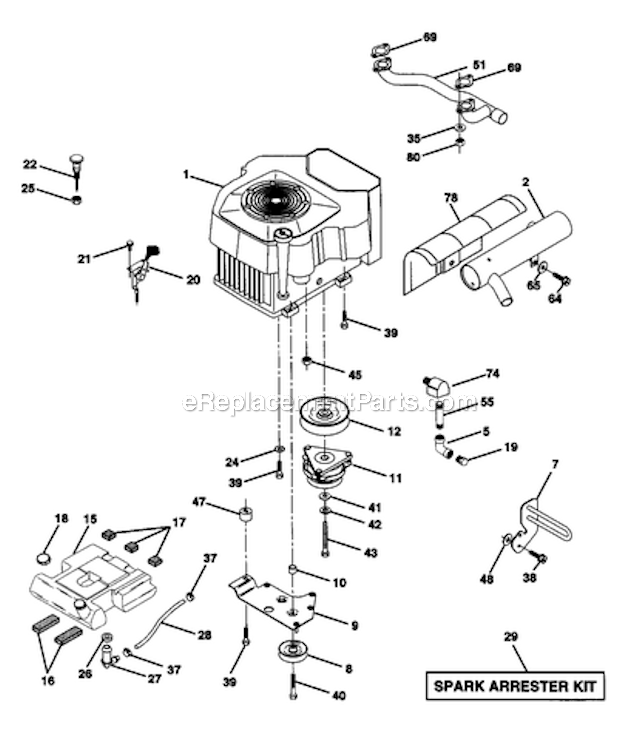 Page E Diagram and Parts List for  Craftsman Lawn Tractor