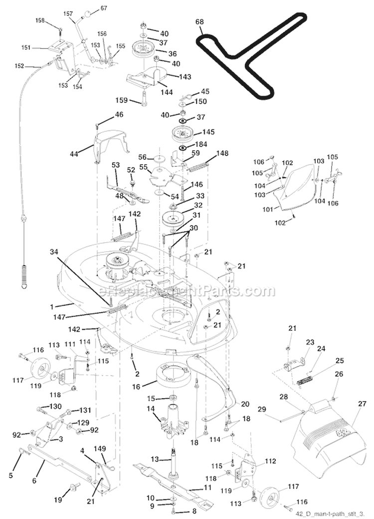 Mower Deck Diagram and Parts List for  Craftsman Lawn Tractor