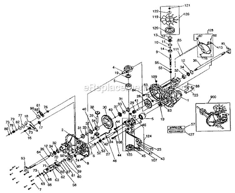 Hydro Gear Transaxle Diagram and Parts List for  Craftsman Lawn Tractor