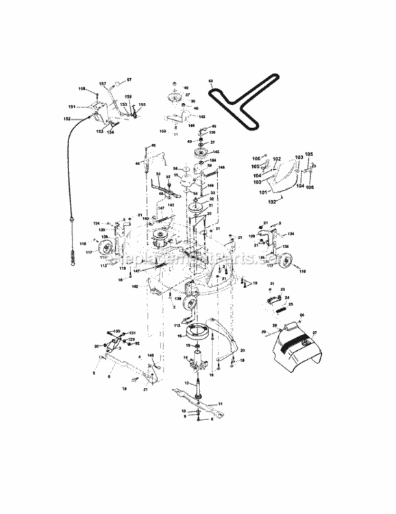Page J Diagram and Parts List for  Craftsman Lawn Tractor