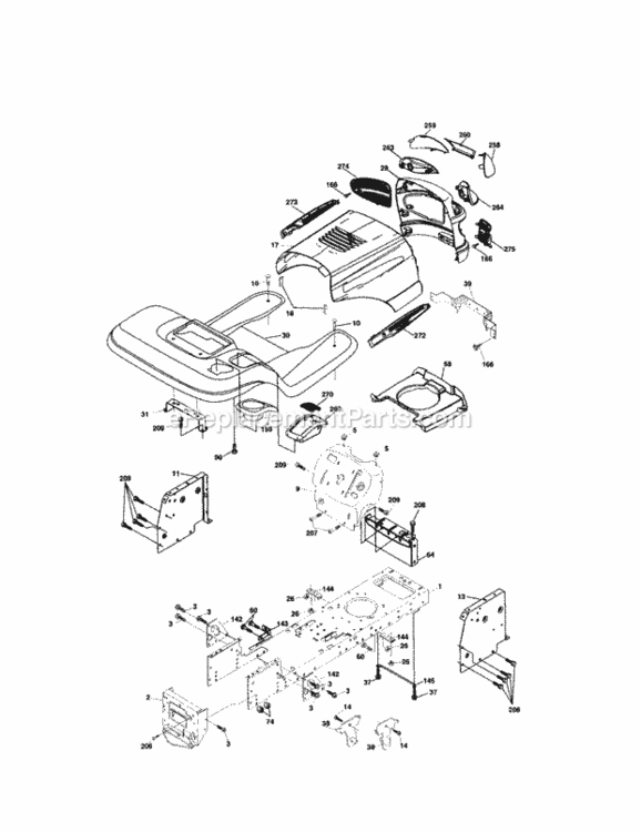 Page B Diagram and Parts List for  Craftsman Lawn Tractor